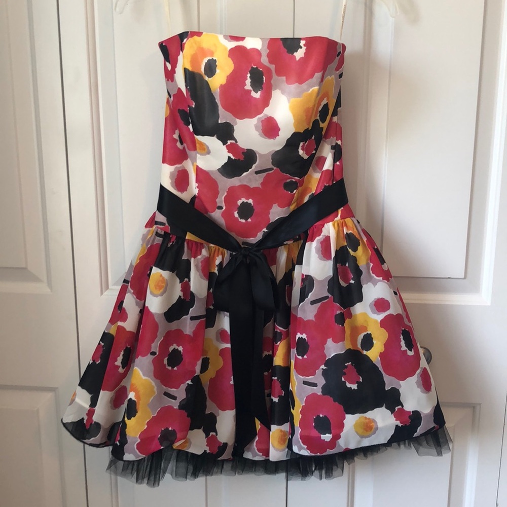 Strapless Floral Formal Dress